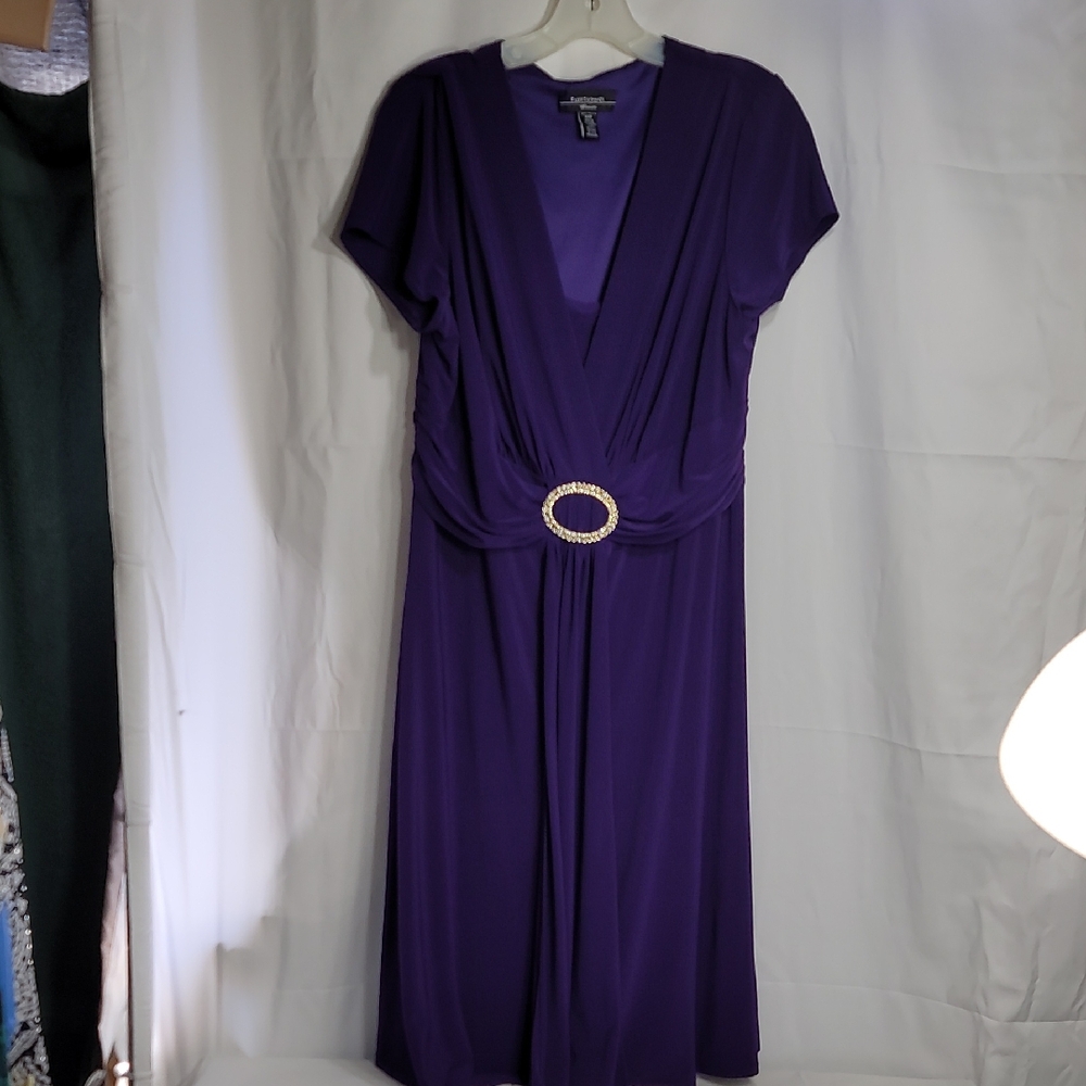 R & M Richards Purple Sheath Midi Dress with Dolman Sleeves